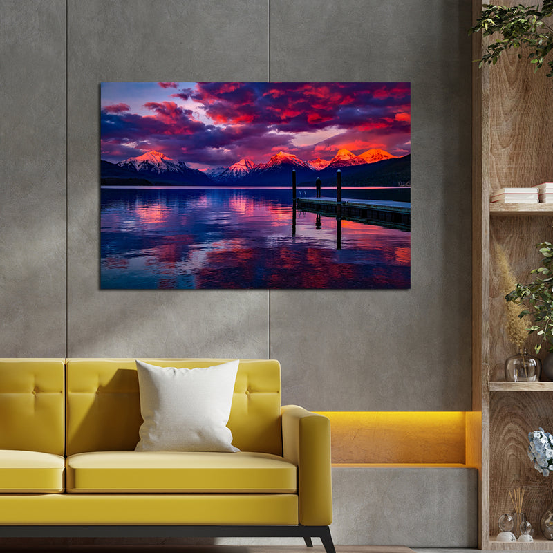 Lake Mcdonald Glacier View Wall Painting On Canvas