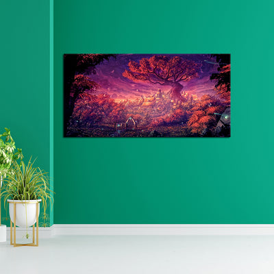 Midnight Tree With Light Scenery Canvas Wall Painting