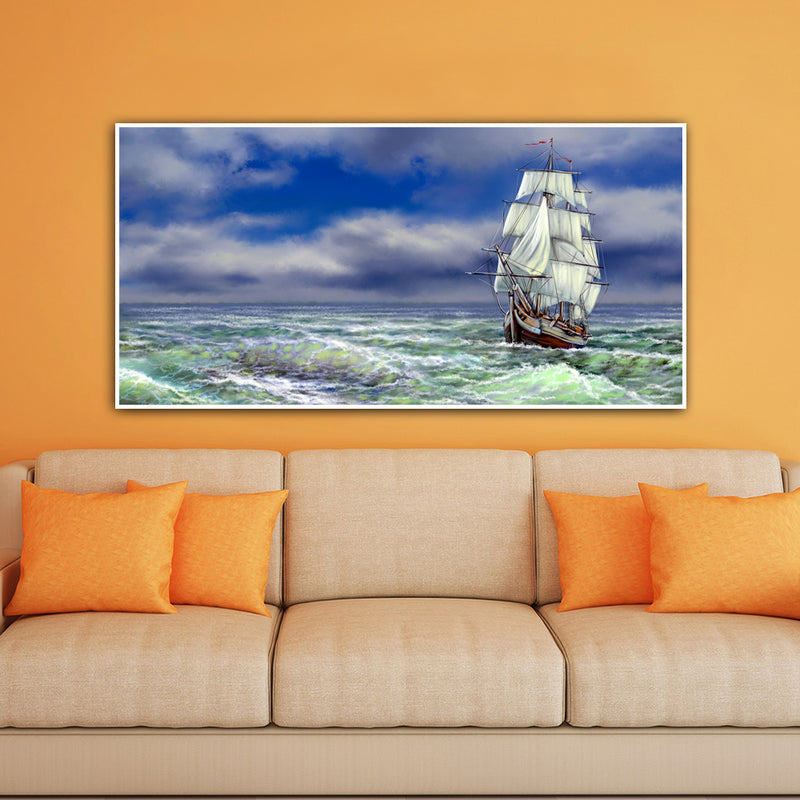 Old Ship On The Sea Canvas Wall Painting