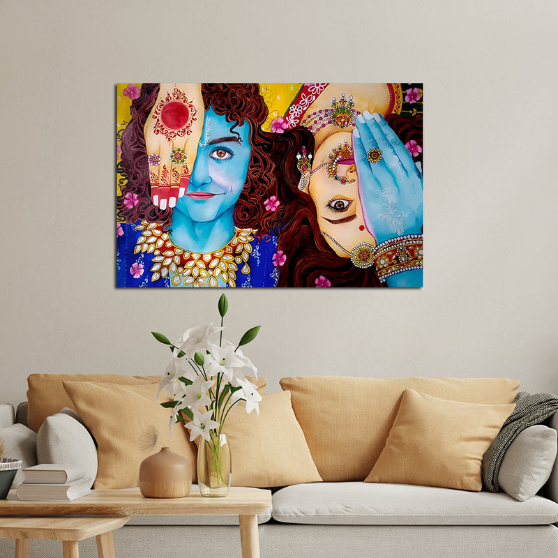 Krishna Radha Rasleela Canvas Wall Painting