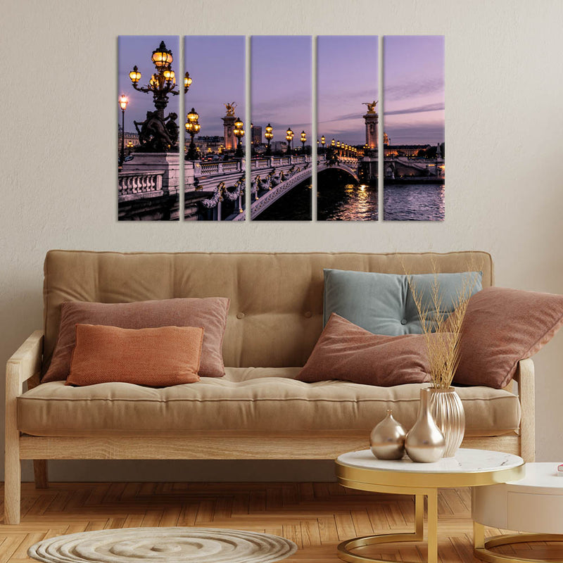 Bridge Canvas Wall Painting - With 5 Panel