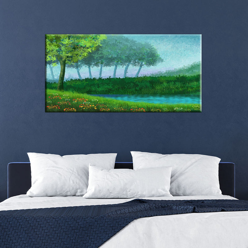 Green Nature Art Scenery Canvas Wall Painting