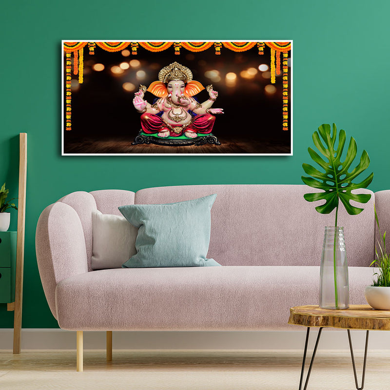 Ganpati Bappa Floating Frame Canvas Wall Painting