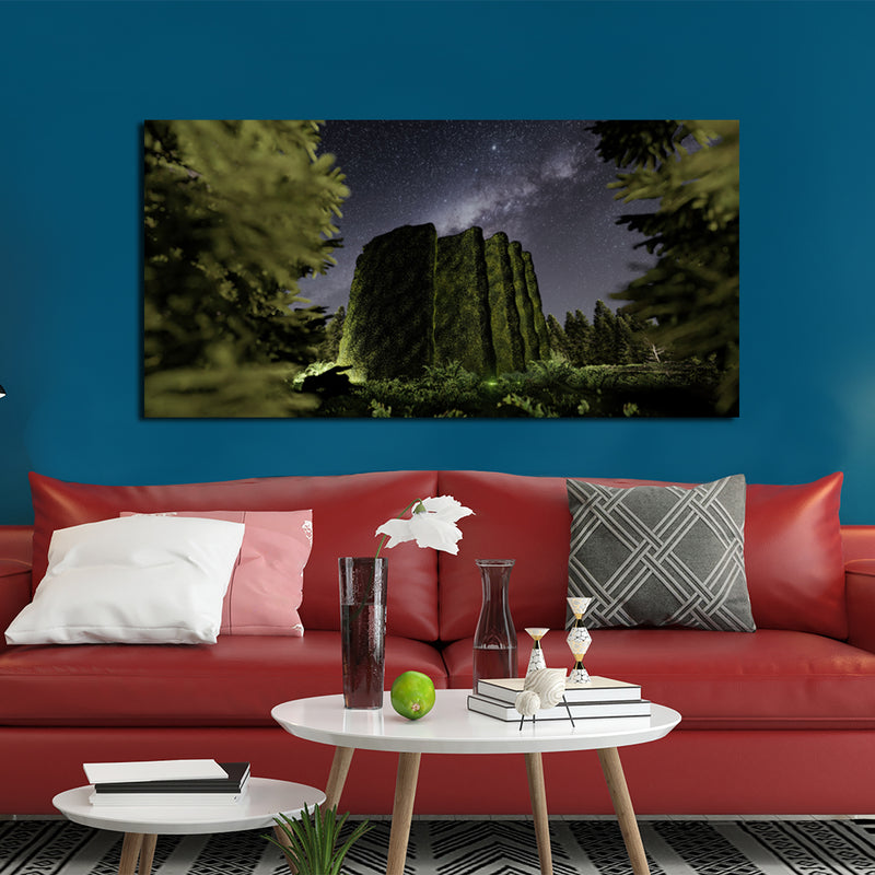 Dark Night Forest View Canvas Wall Painting