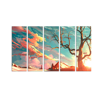 Abstract Modern Art Canvas Wall Painting - With 5 Panel