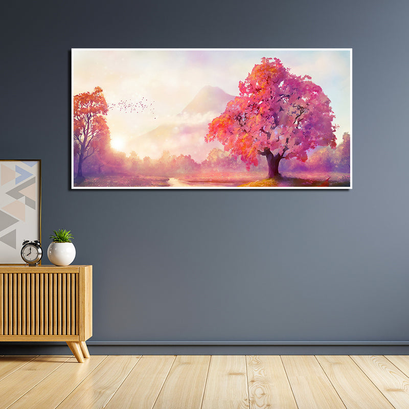 Autumn Tree Modern Art Canvas  Floating Frame Wall Painting