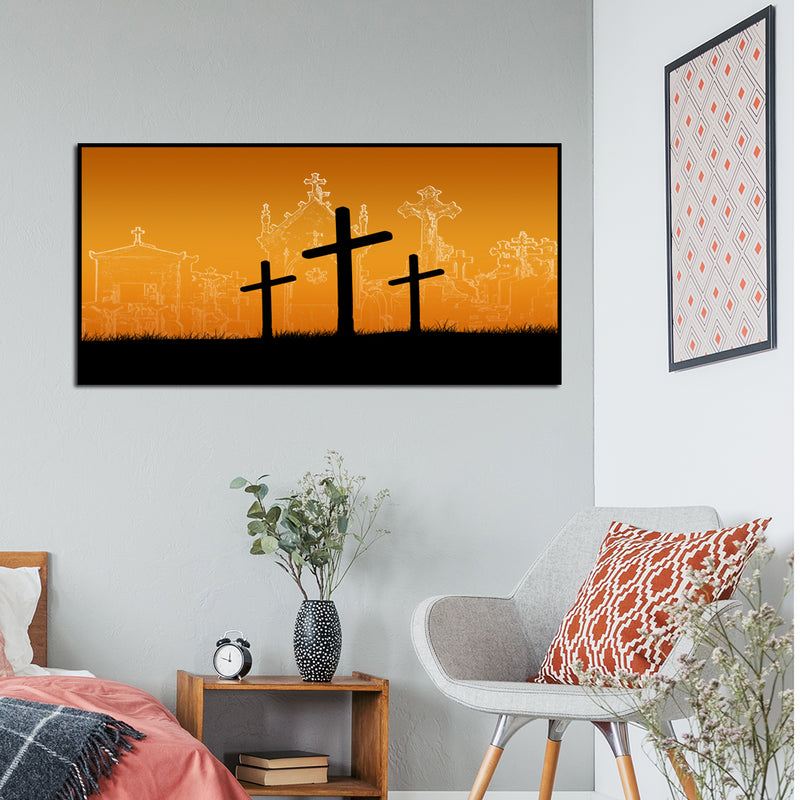 Cross Christian Canvas Floating Frame Wall Painting