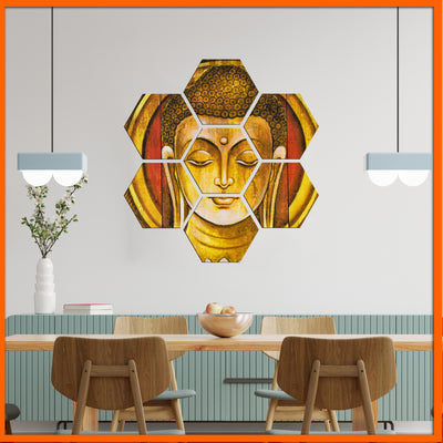 Golden Buddha Hexagonal Canvas Wall Painting