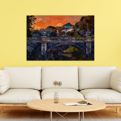 Blur Effect Of Tree & Bridge Canvas Wall Painting
