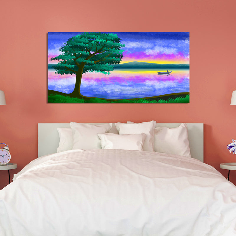 Abstract River Scenery View Canvas Wall Painting