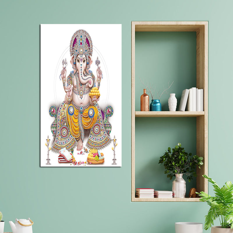 Elegant Lord Ganesha Floating Frame Canvas Wall Painting