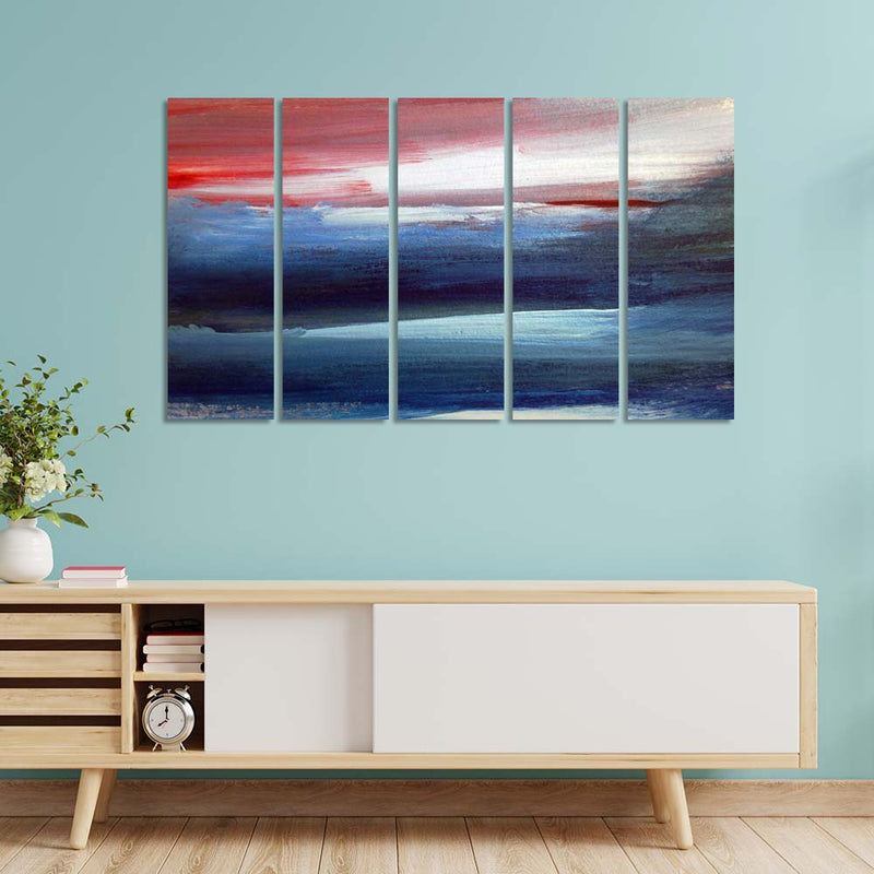Colorful Patch Abstract Canvas Wall Painting - With 5 Panel