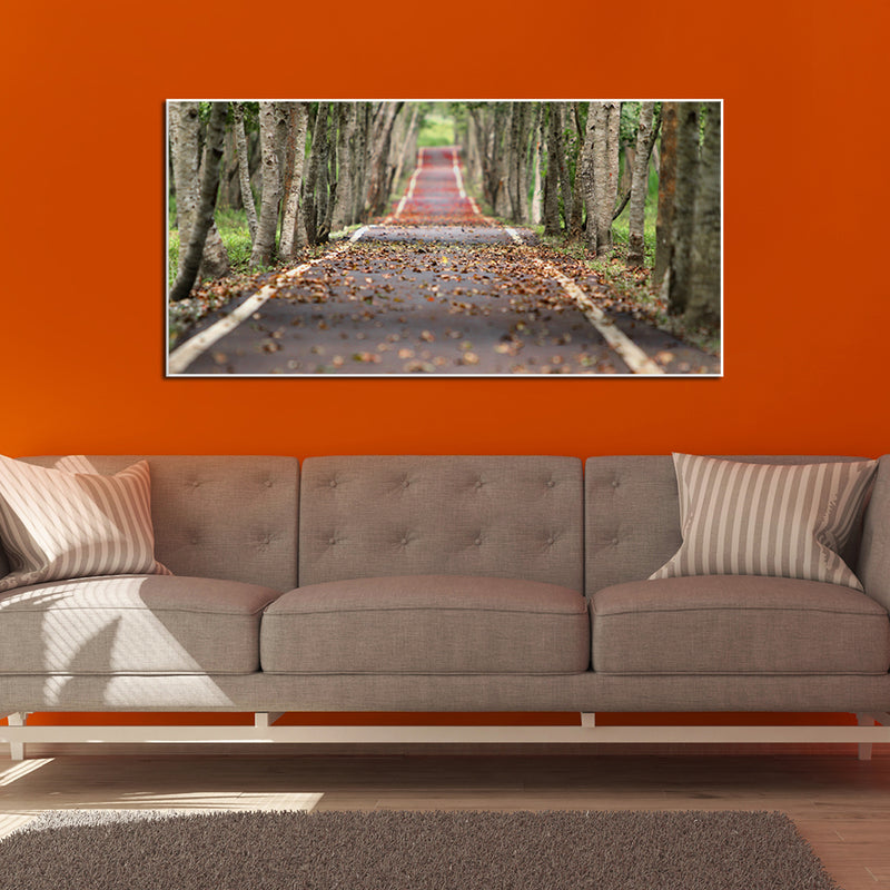 Autumn Road View Canvas Floating Frame Wall Painting