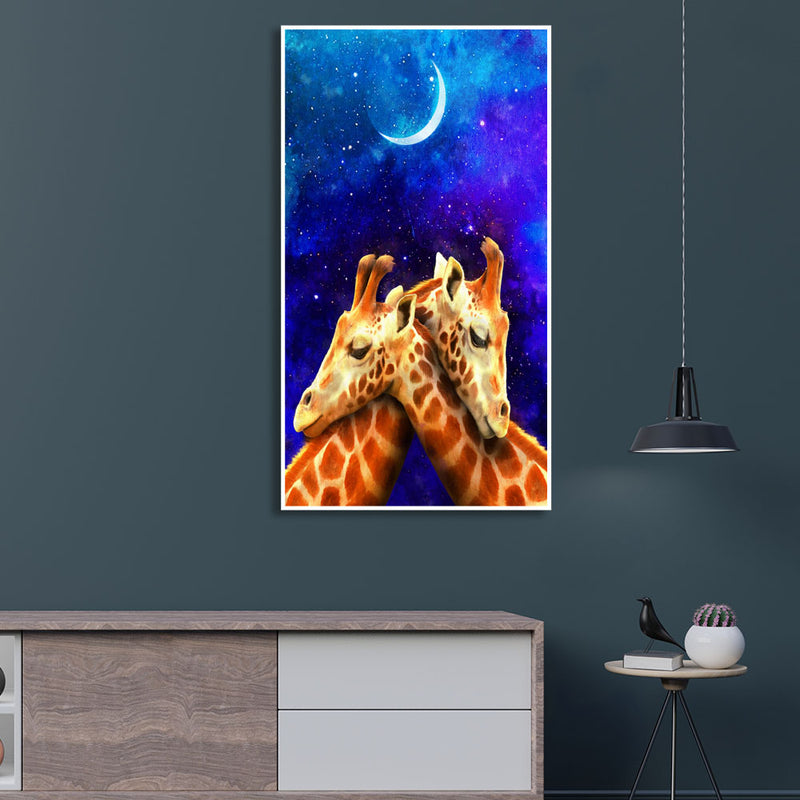 Couple Of Giraffe Floating Canvas Wall Painting