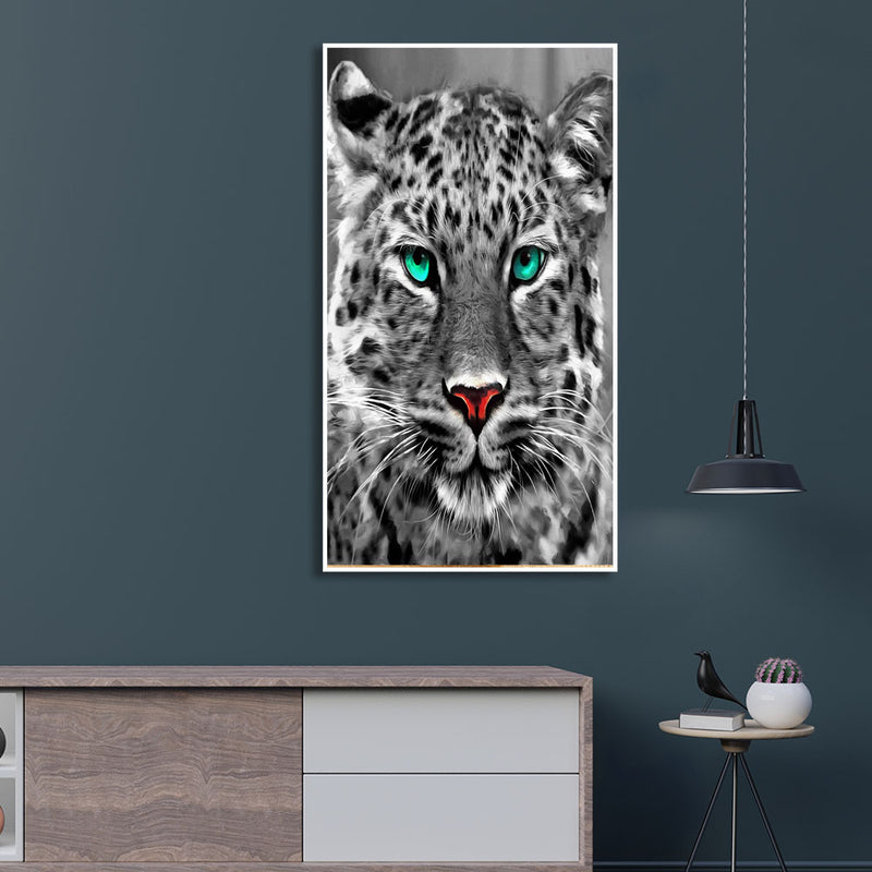 Black & White Jaguar Floating Frame Canvas Wall Painting