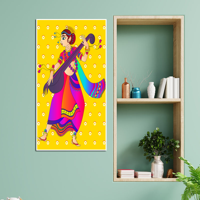 Meera Madhubani Canvas Floating Wall Painting