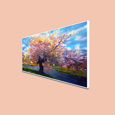 Abstract Colorful Rainbow Tree Canvas Floating Frame Wall Painting