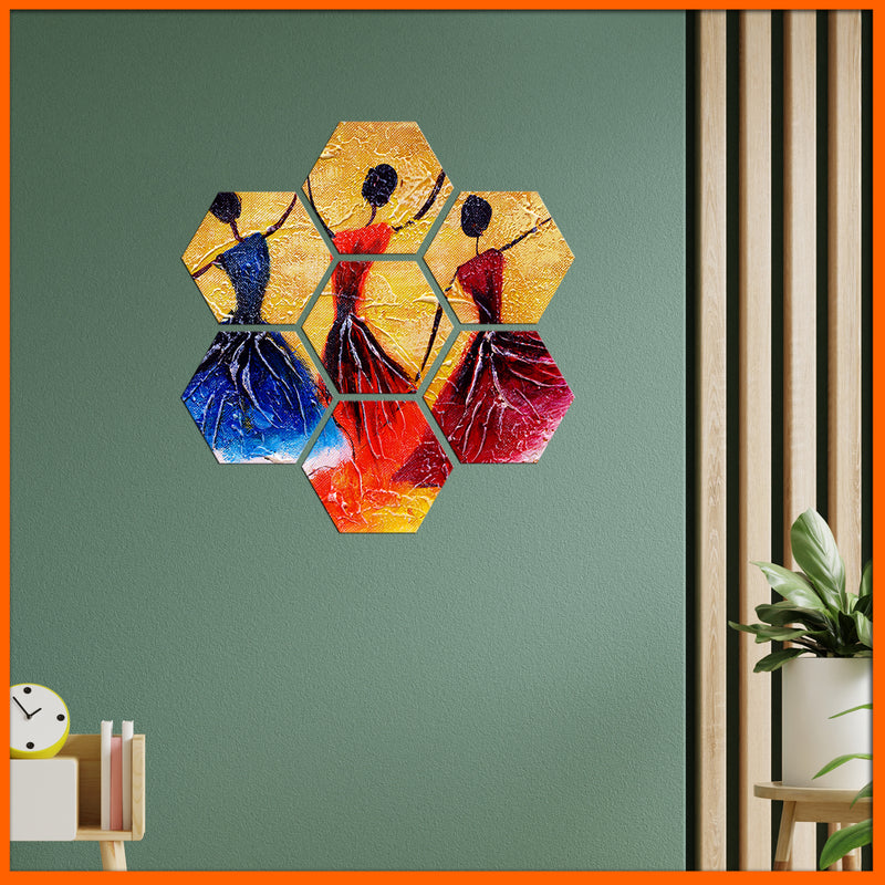 Dancing Doll Modern Art Hexagonal Canvas Wall Painting