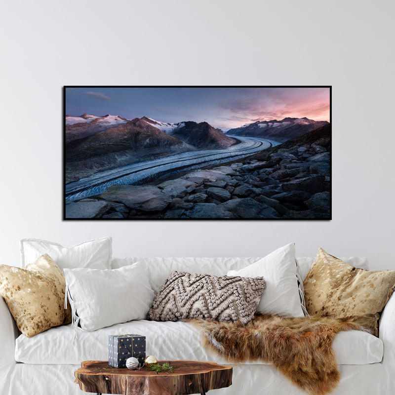 Mountains Pathway Canvas Floating Frame Wall Painting