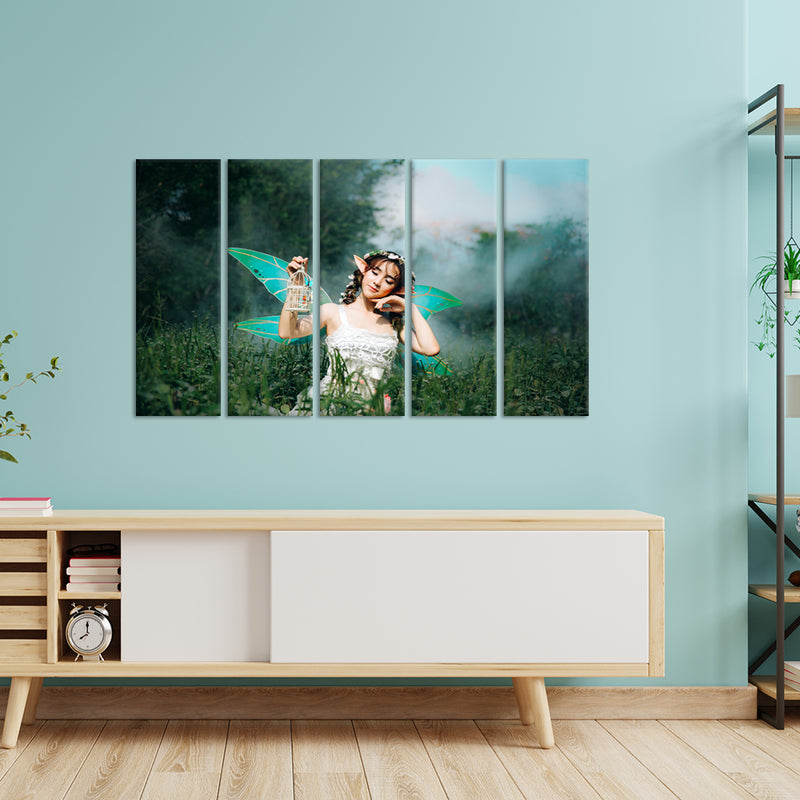Fairy Canvas Wall Painting - With 5 Panel