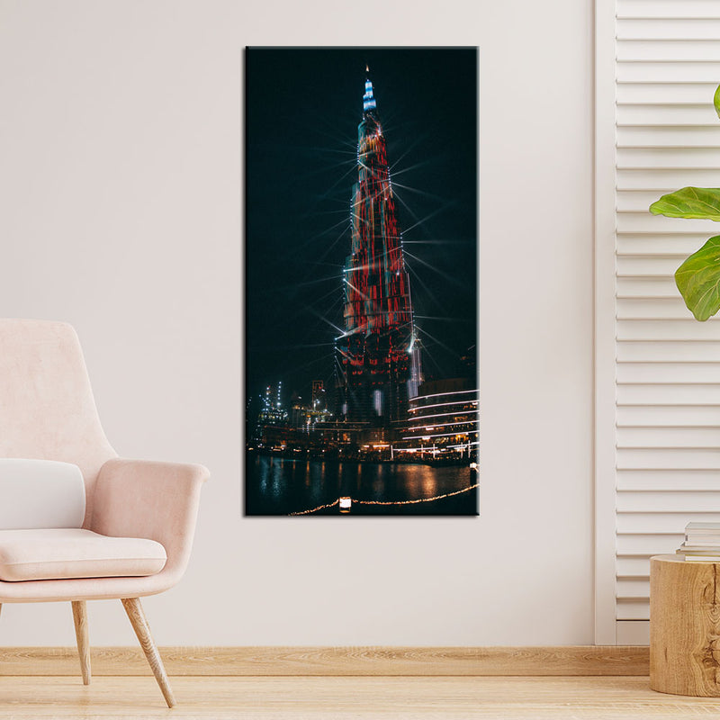 Burj Khalifa light up at night  Canvas Wall Painting