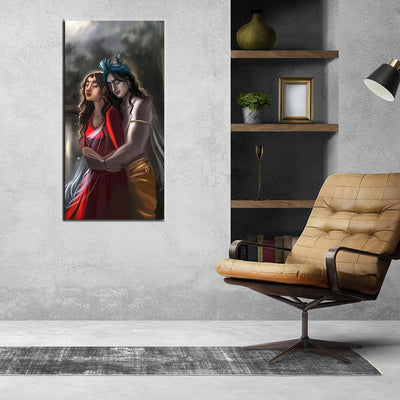 Illustration Radha Krishna Canvas Wall Painting