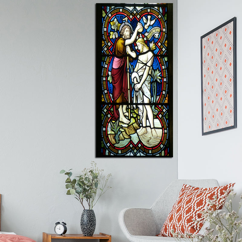 Baptism Of Jesus Christian Mosaic Art Canvas Wall Painting