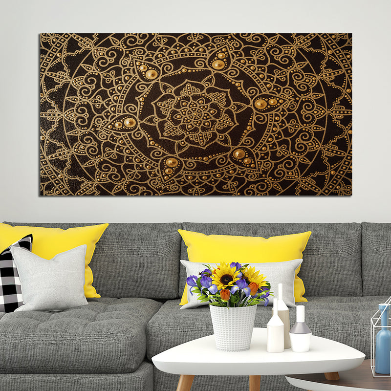 Golden Mandala Art Canvas Wall Painting