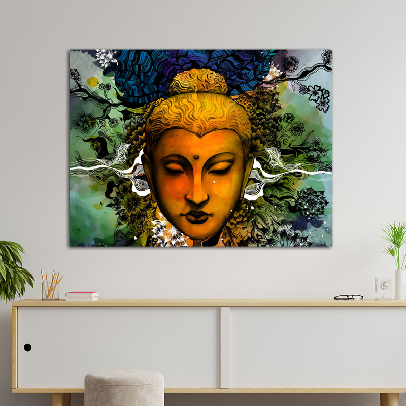 Multi-color Buddha Abstract Canvas Wall Painting