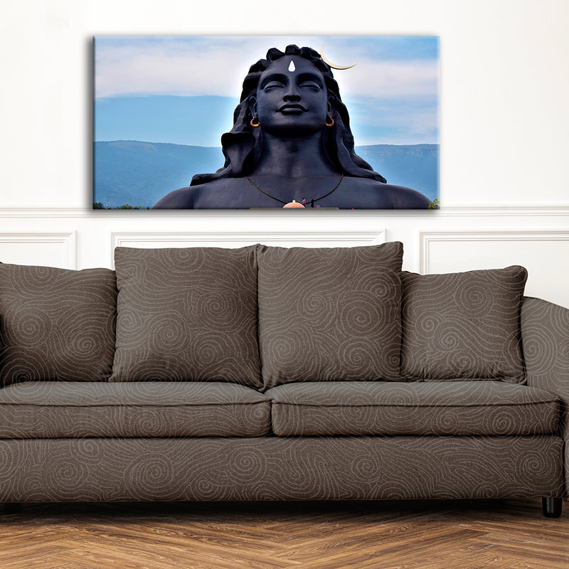 Lord Shiva With Moon On The Head Canvas Wall Painting