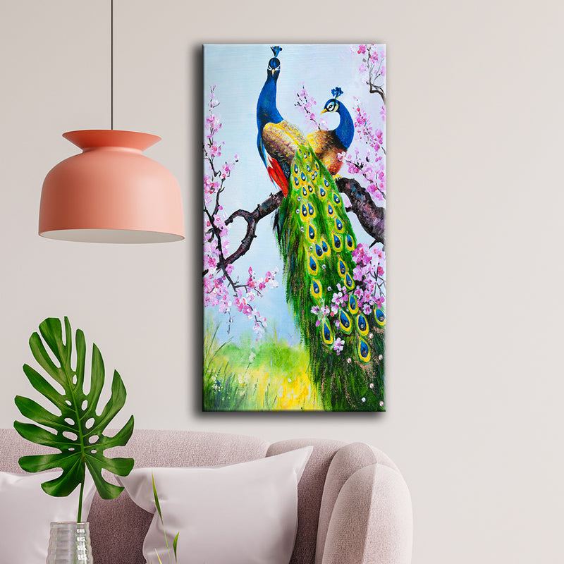 Couple of Peacock Birds Canvas Wall Painting