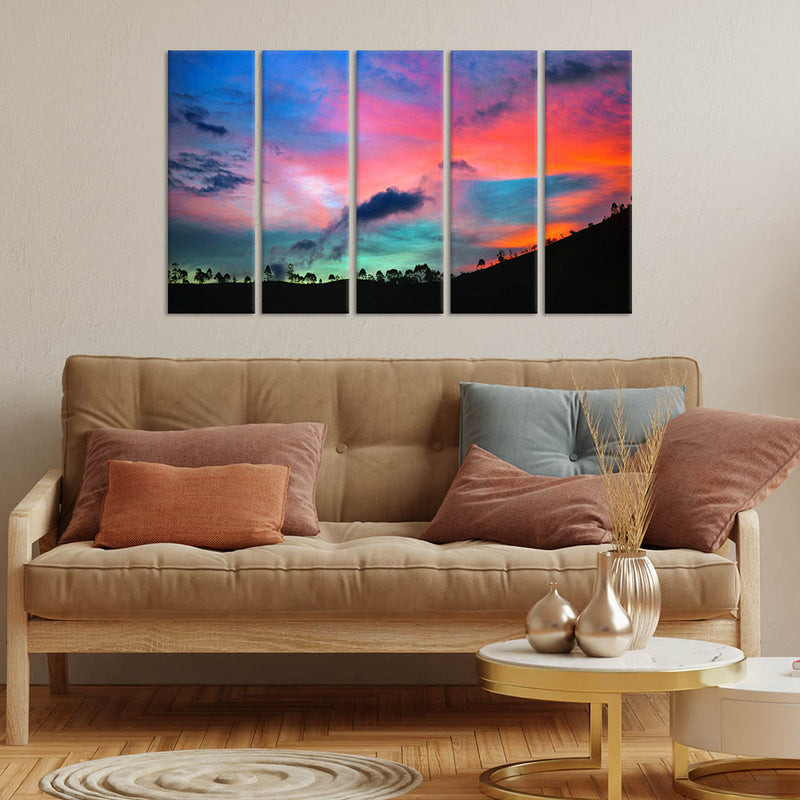 Colourful Weather Canvas  Wall Painting - With 5 Panel
