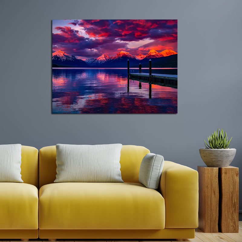 Lake Mcdonald Glacier View Wall Painting On Canvas