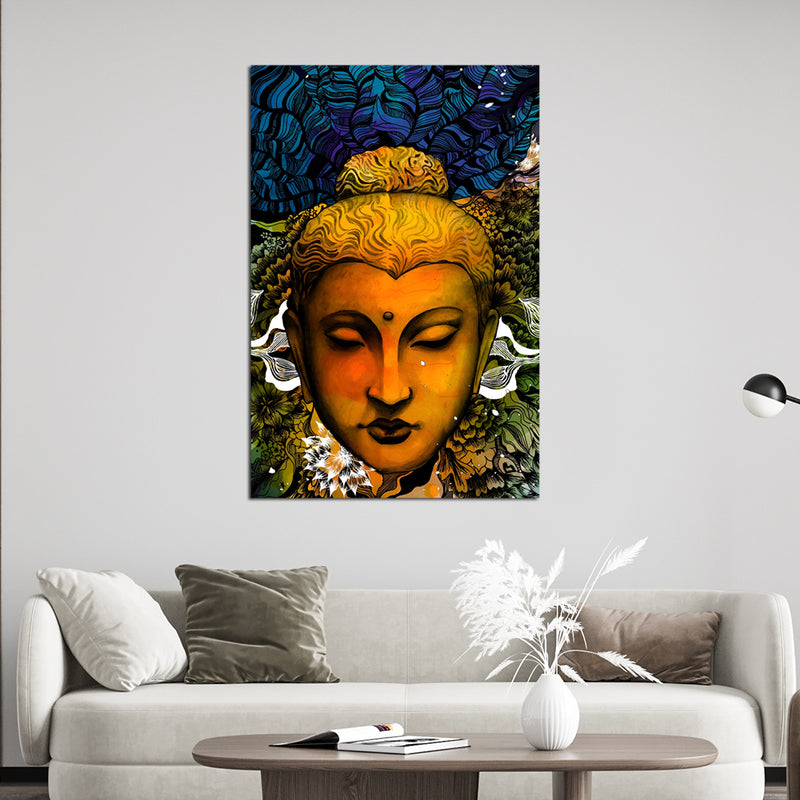 Multi-color Buddha Abstract Canvas Wall Painting