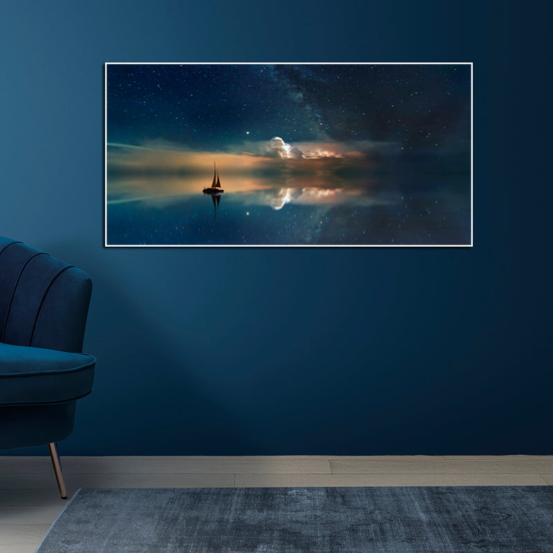 Galaxy Reflection In River Canvas Floating Frame Wall Painting