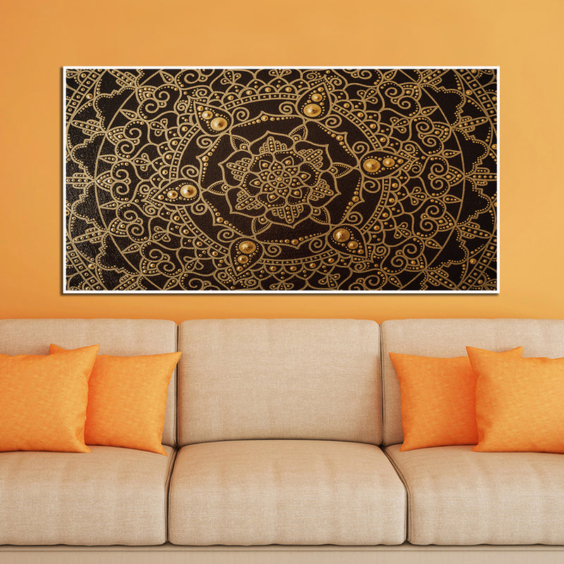 Golden Mandala Art Floating Frame Canvas Wall Painting
