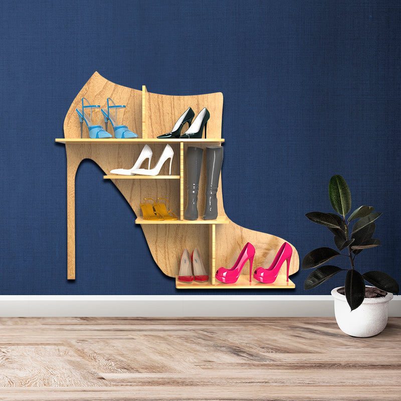 High Heels Wood Shoes Wall Shelf / Oak Wood