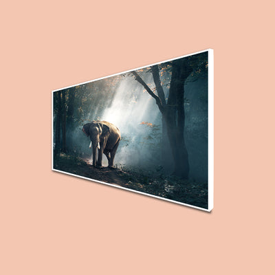 Elephant In Forest Canvas Floating Frame Wall Painting