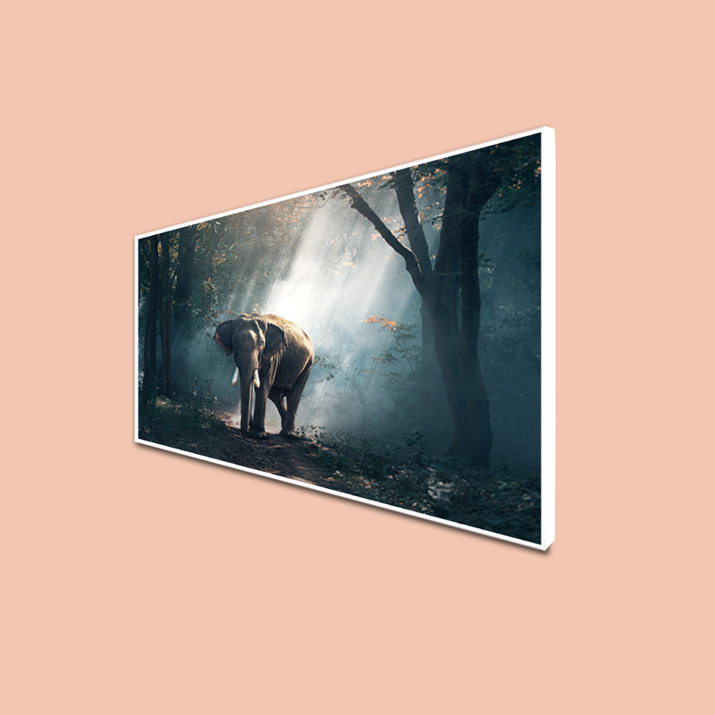 Elephant In Forest Canvas Floating Frame Wall Painting