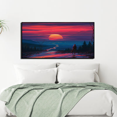 Abstract Sunset Modern Art Canvas Floating Frame Wall Painting