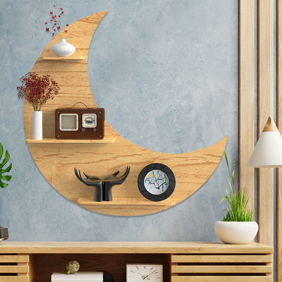 Half Moon Shape Wood Wall Shelf / Book Shelf /  Oak Wood