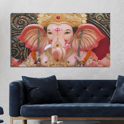 Cute Lord Ganesha Canvas Wall Painting