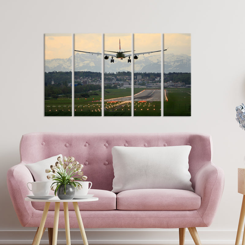 Airplane Canvas Wall Painting - With 5 Panel