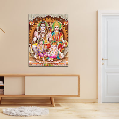 Lord Shiva Family Canvas Wall Painting