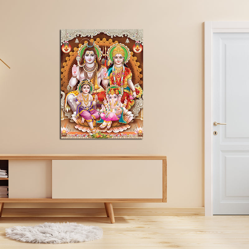 Lord Shiva Family Canvas Wall Painting