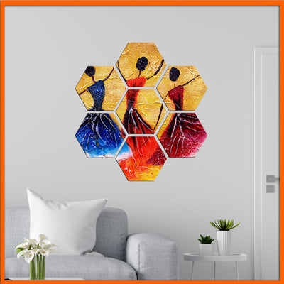 Dancing Doll Modern Art Hexagonal Canvas Wall Painting