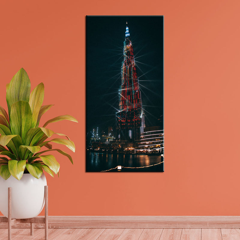 Burj Khalifa light up at night  Canvas Wall Painting