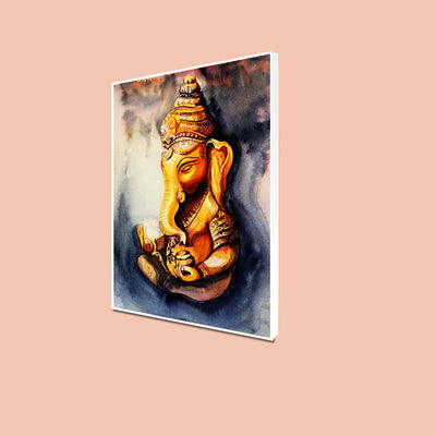 Ganesha Illustrative Floating Frame Canvas Wall Painting