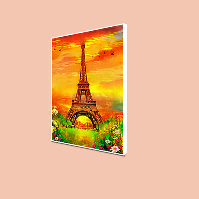 Eiffel tower In Sunset Floating Canvas Wall Painting