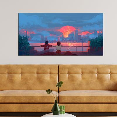 Couple Illustration Canvas Wall Painting